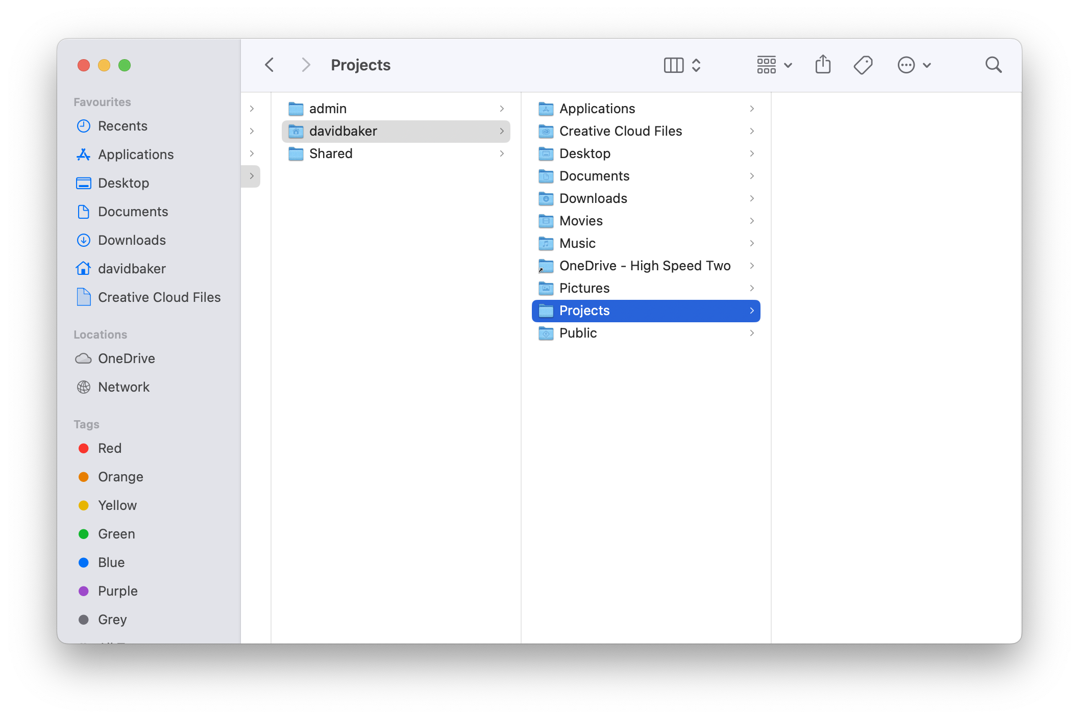 Screenshot of projects folder