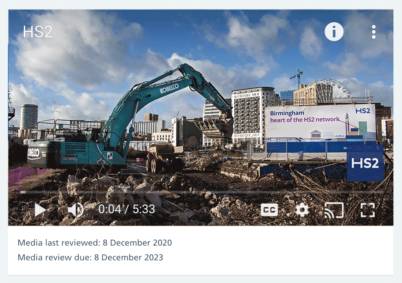 Image of a video on HS2's YouTube page