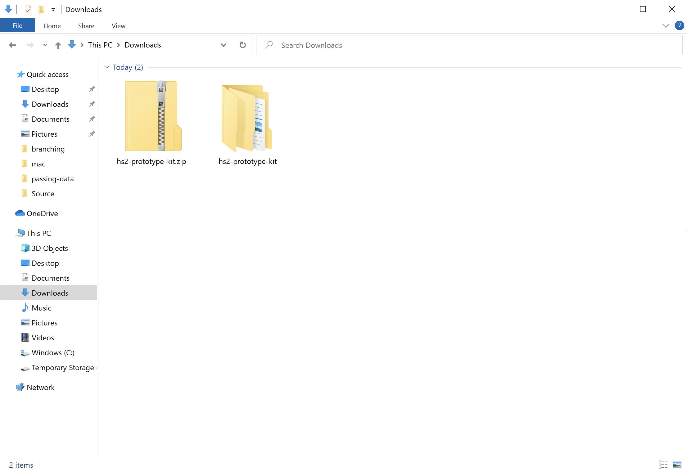 Screenshot of the downloaded zip file